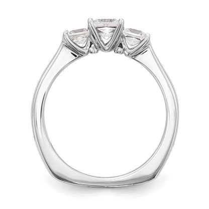 14K White Gold 3 Stone Simulated Diamond Engagement Ring