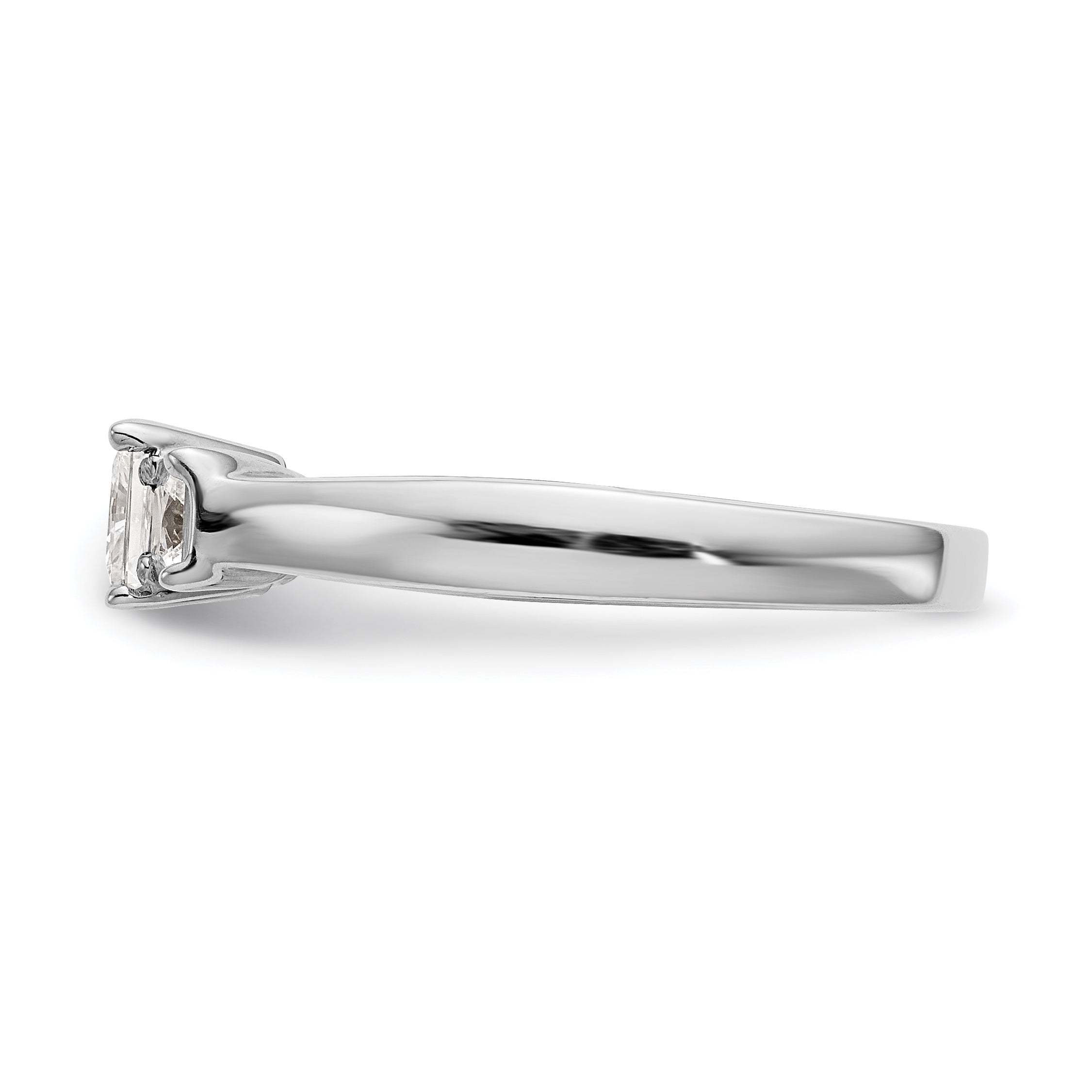 14K White Gold 3 Stone Simulated Diamond Engagement Ring