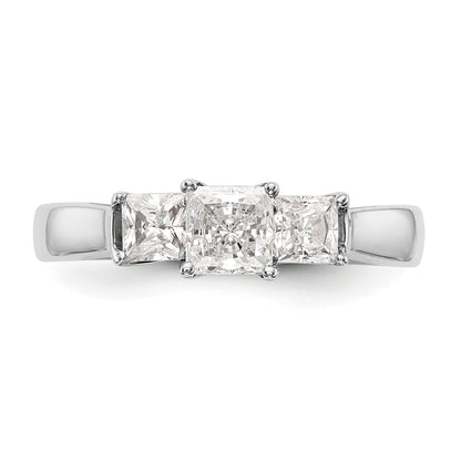 14K White Gold 3 Stone Simulated Diamond Engagement Ring