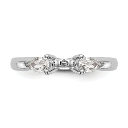14K White Gold 3 Stone Diamond Peg Set CZ Engagement Ring