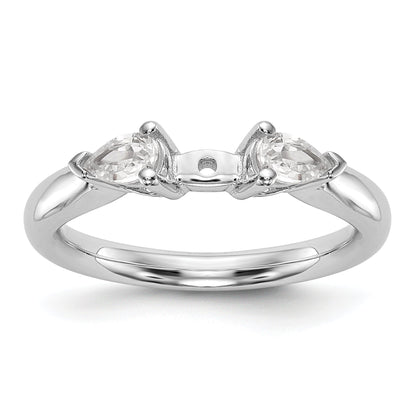 14K White Gold 3 Stone Diamond Peg Set CZ Engagement Ring