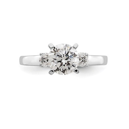 14K White Gold 3 Stone Diamond Peg Set CZ Engagement Ring