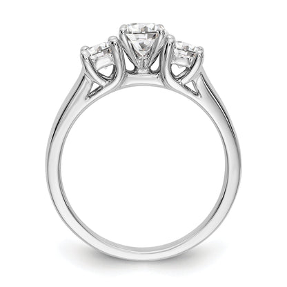 14K White Gold 3 Stone Diamond Peg Set CZ Engagement Ring