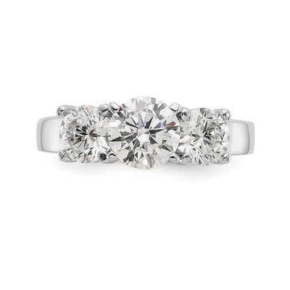 14K White Gold 3 Stone Diamond Peg Set CZ Engagement Ring