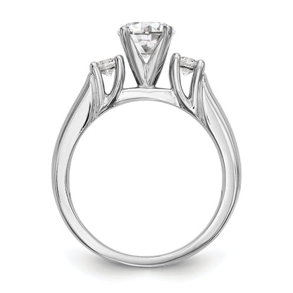 14K White Gold 3 Stone Diamond Peg Set CZ Engagement Ring