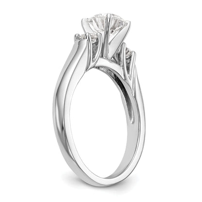 14K White Gold 3 Stone Diamond Peg Set CZ Engagement Ring