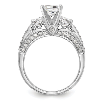 14k White Gold Peg Set Simulated Diamond Engagement Ring
