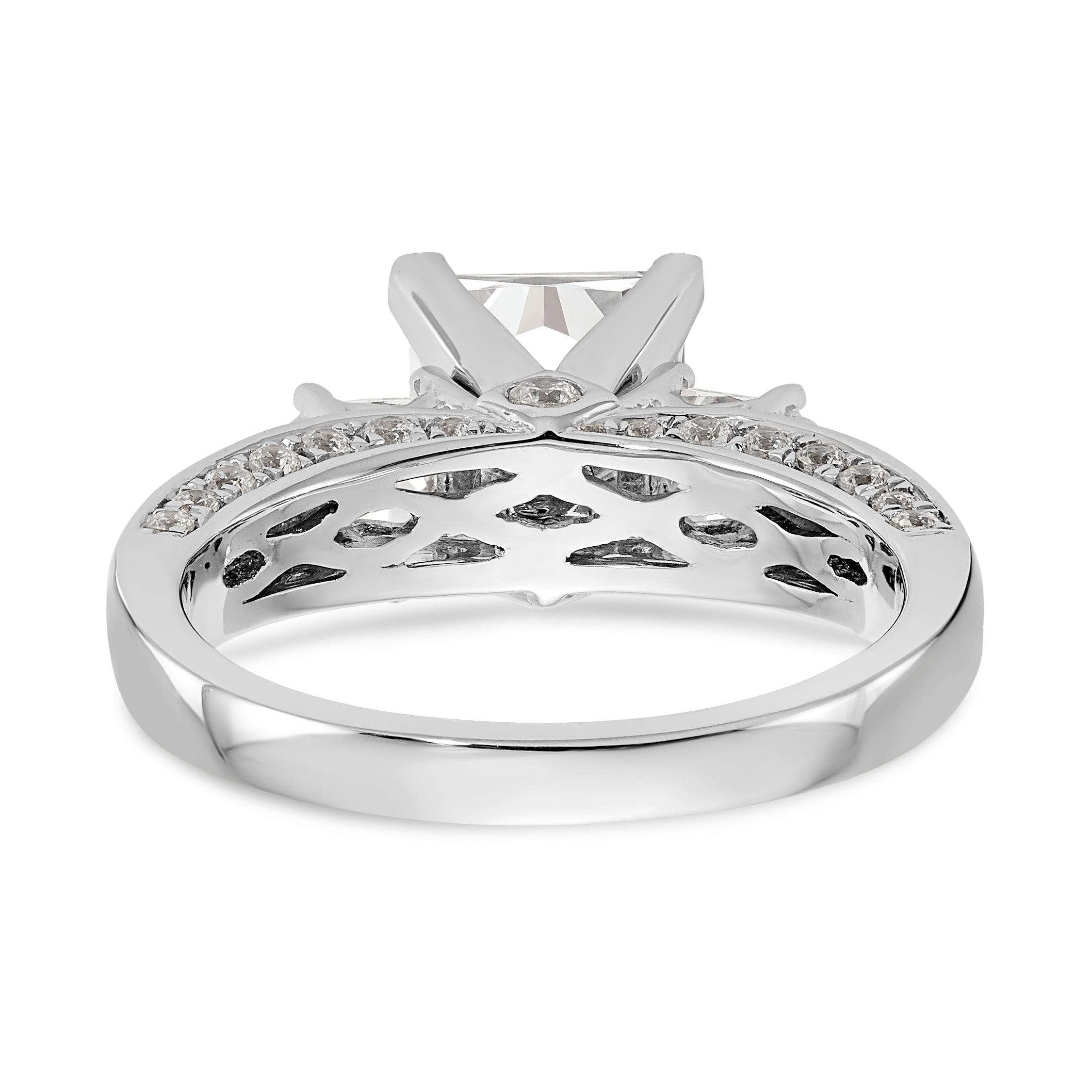 14k White Gold Peg Set Simulated Diamond Engagement Ring