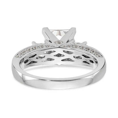 14k White Gold Peg Set Simulated Diamond Engagement Ring