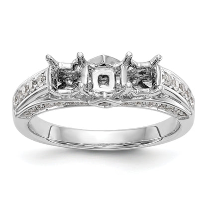 14k White Gold Peg Set Simulated Diamond Engagement Ring