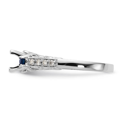 14k White Gold 3 stone Dia Peg Set with Sapphire CZ Engagement Ring