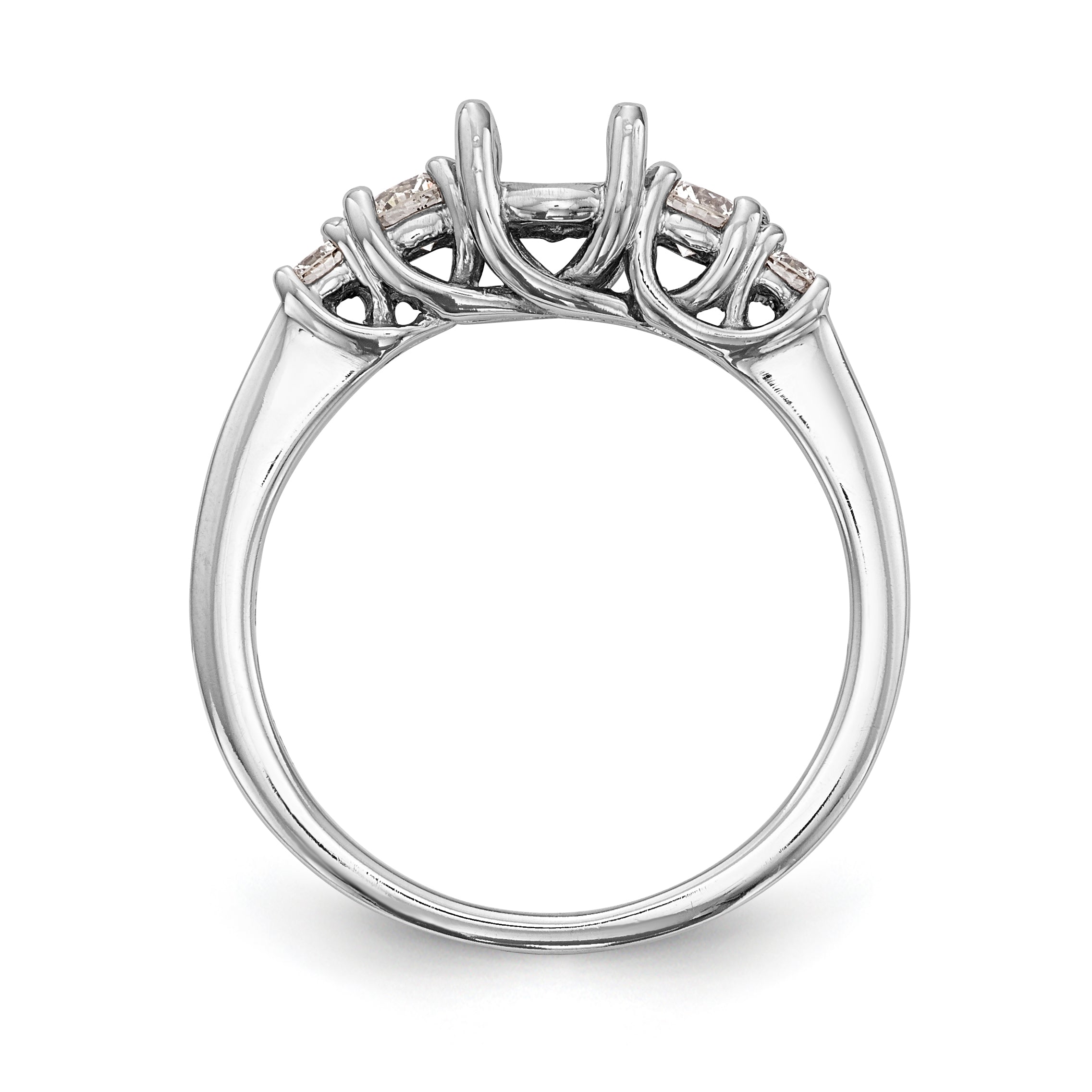 14K White Gold 5 Stone Simulated Diamond Engagement Ring