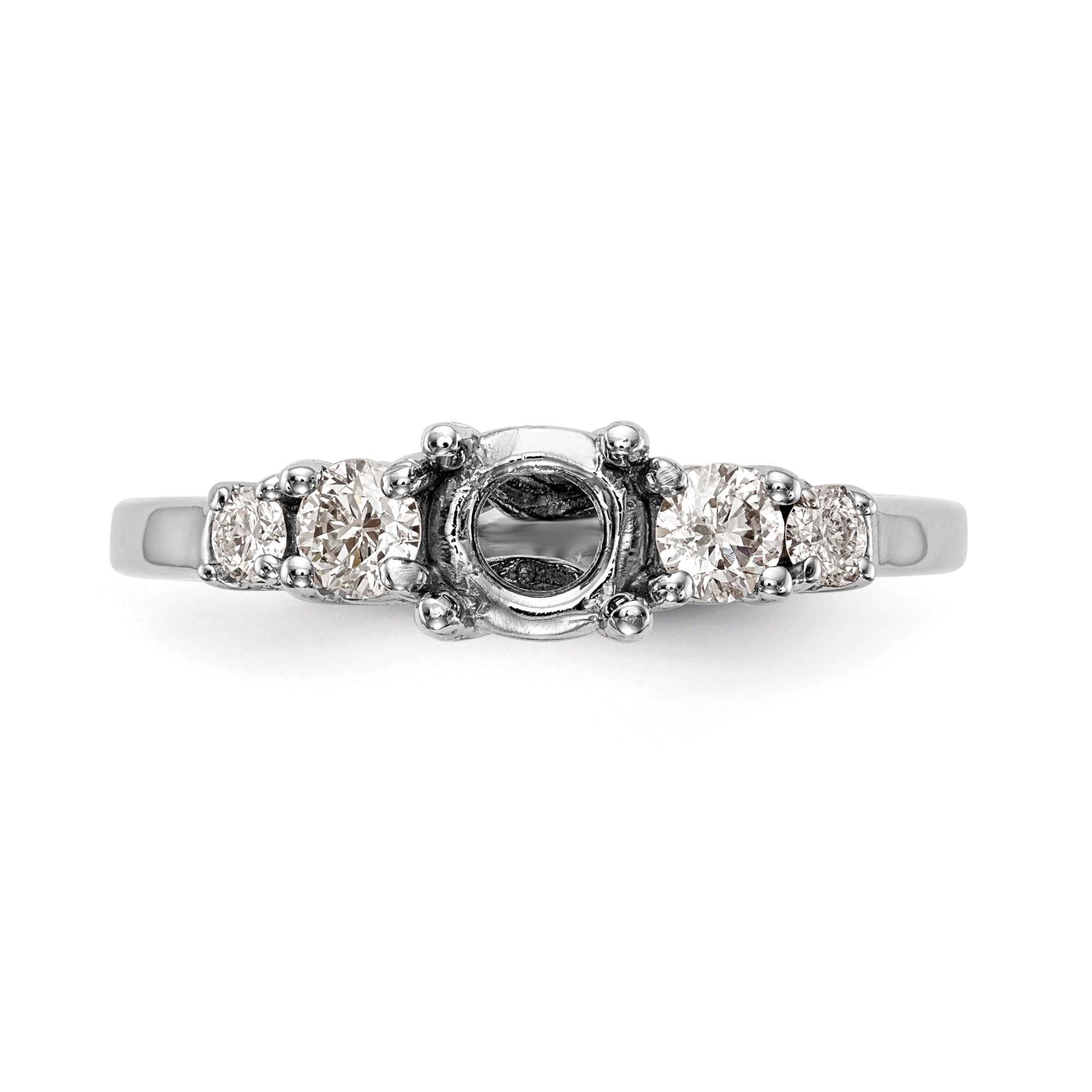 14K White Gold 5 Stone Simulated Diamond Engagement Ring