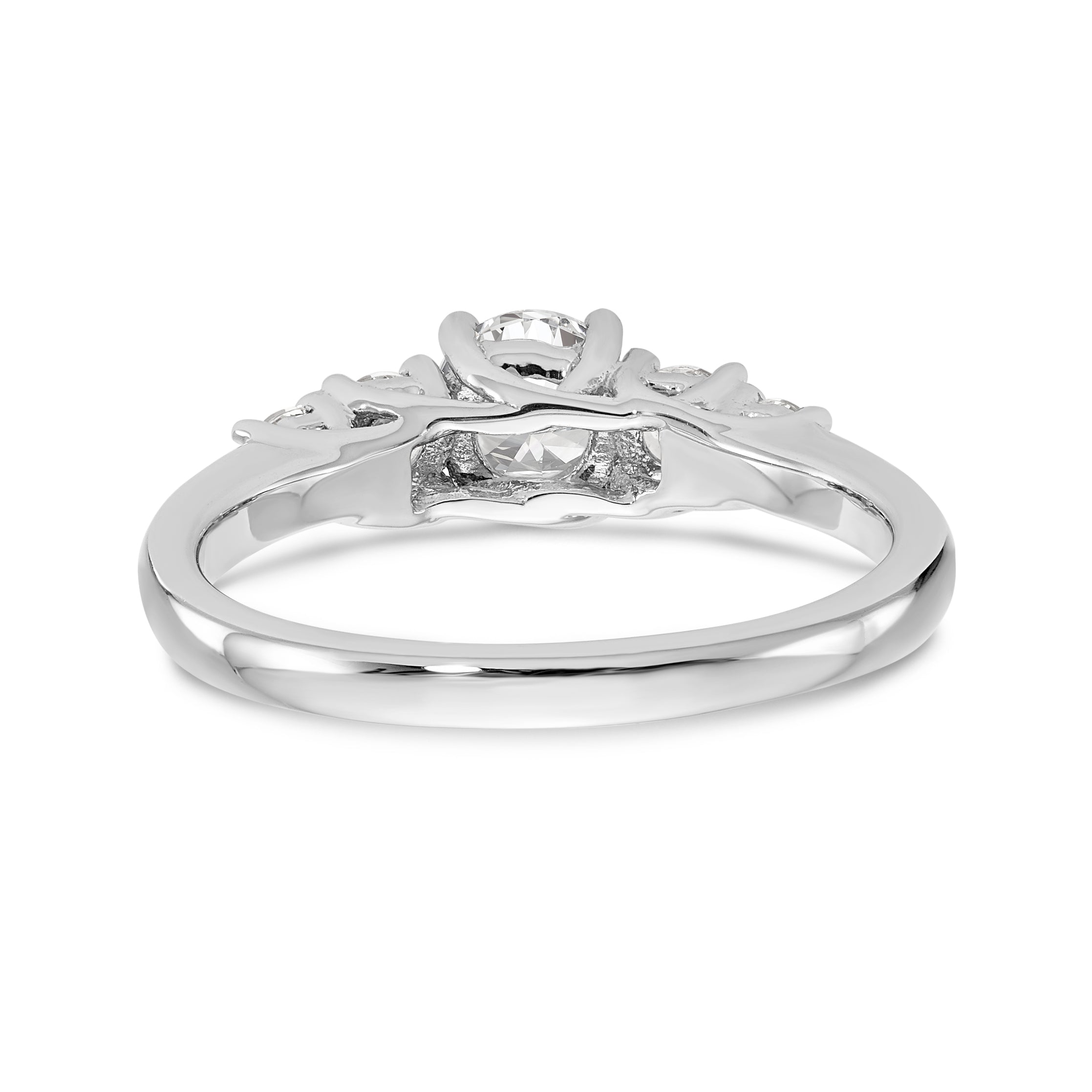14K White Gold 5 Stone Simulated Diamond Engagement Ring