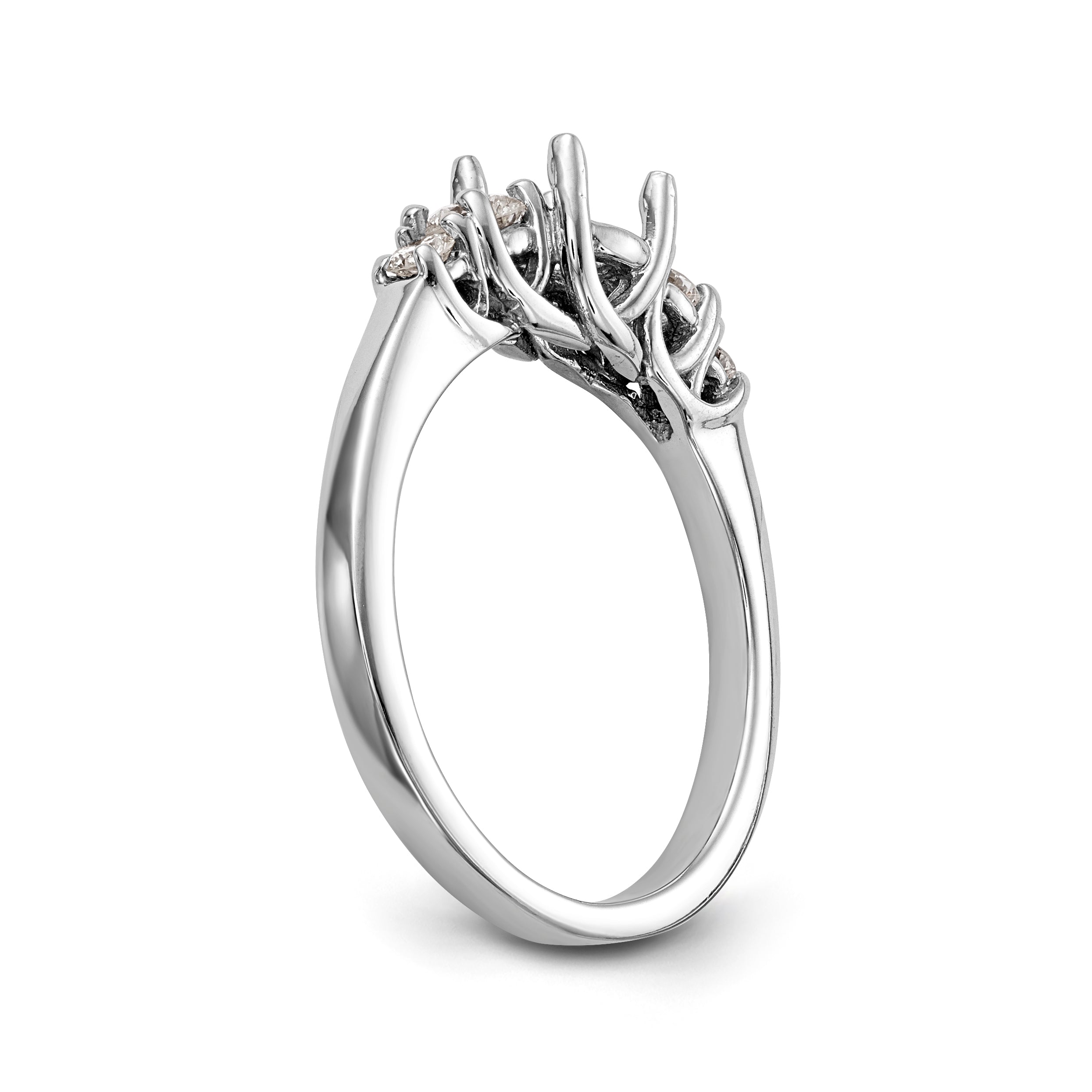 14K White Gold 5 Stone Simulated Diamond Engagement Ring