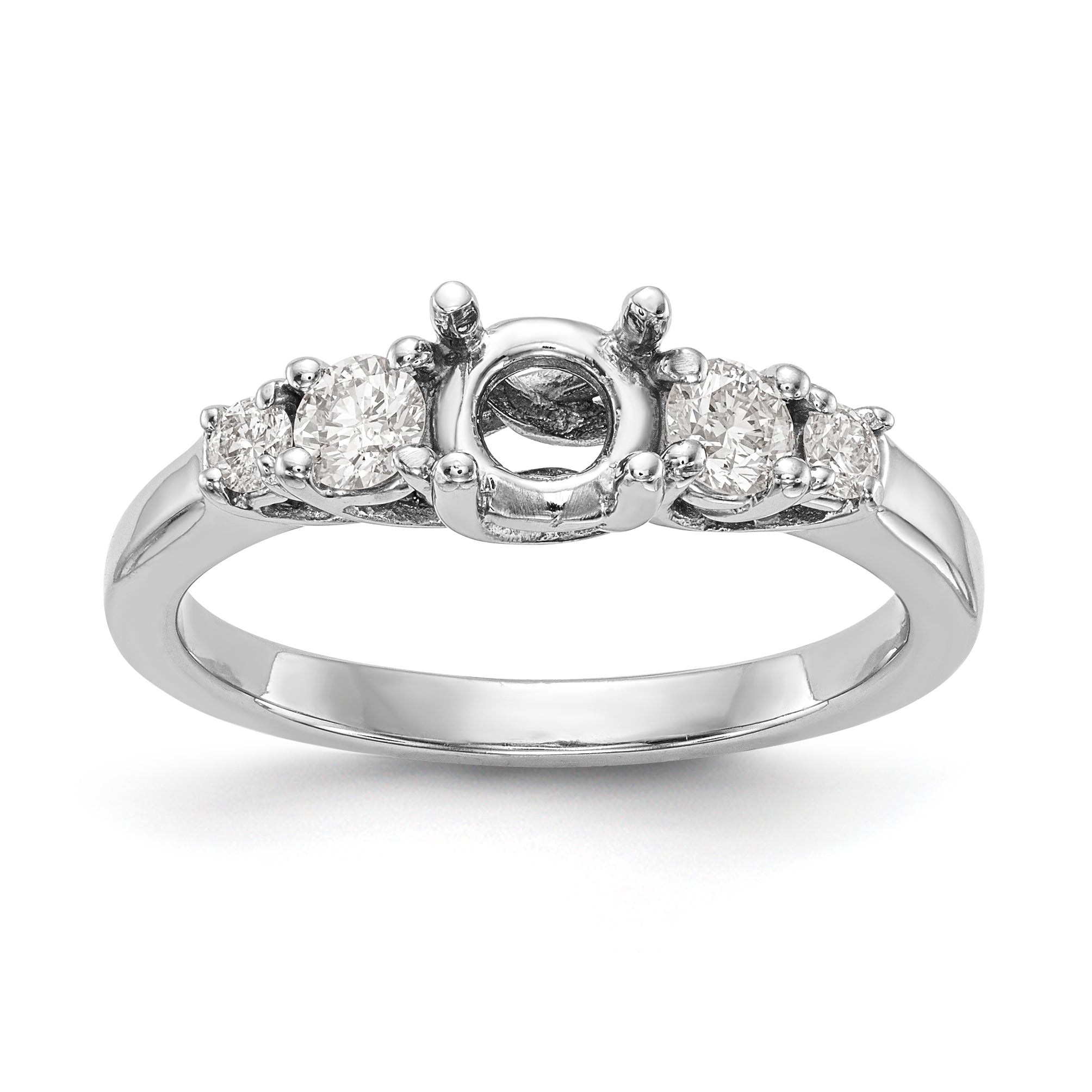 14K White Gold 5 Stone Simulated Diamond Engagement Ring