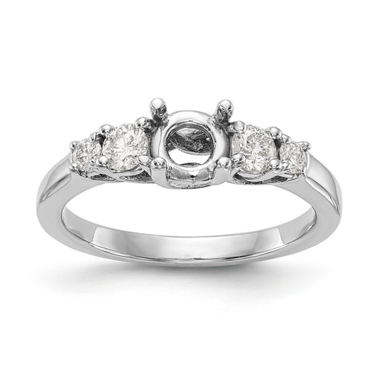 14K White Gold 5 Stone Simulated Diamond Engagement Ring
