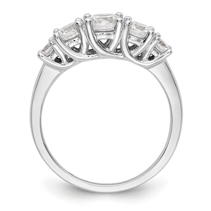 14K White Gold 5 Stone Simulated Diamond Engagement Ring