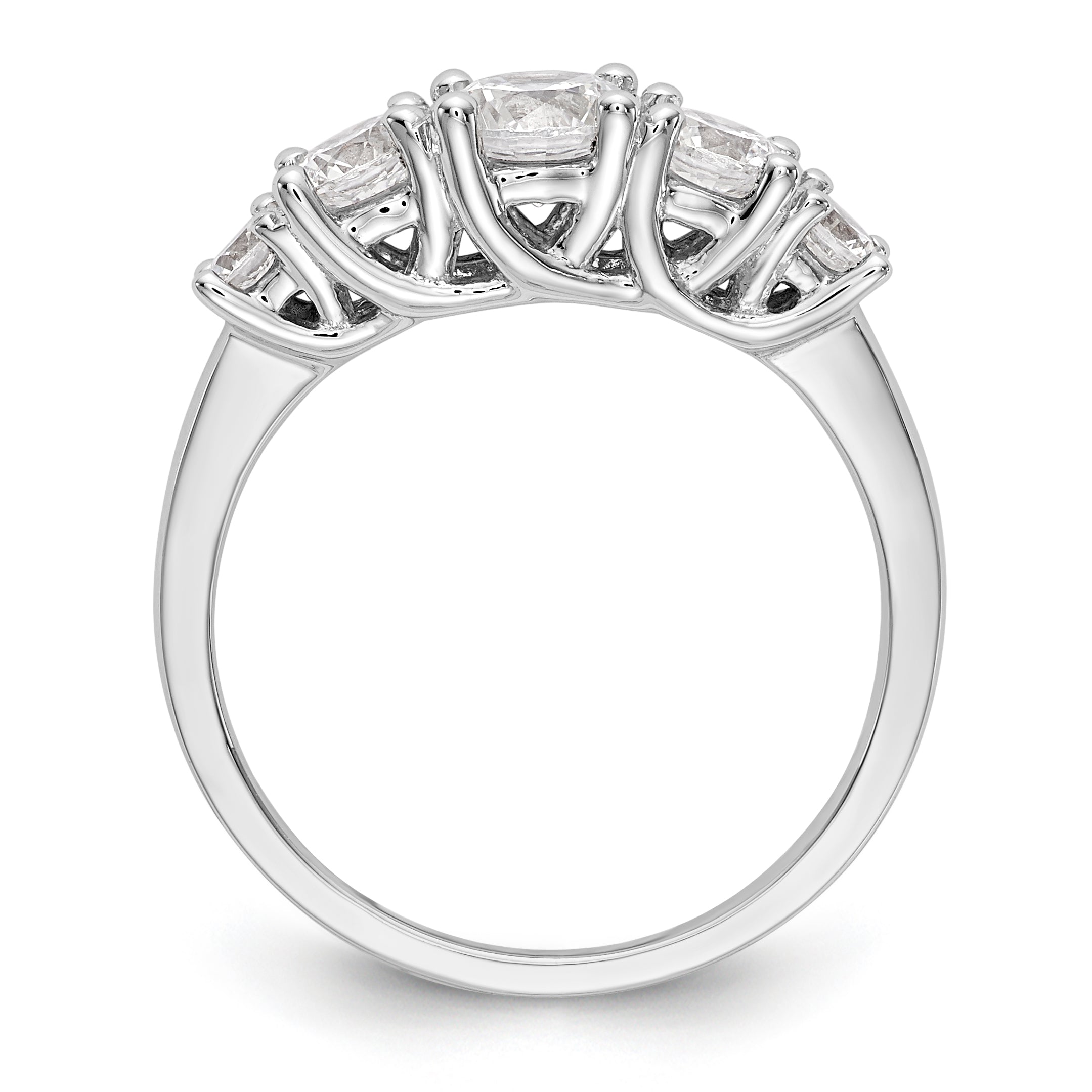 14K White Gold 5 Stone Simulated Diamond Engagement Ring