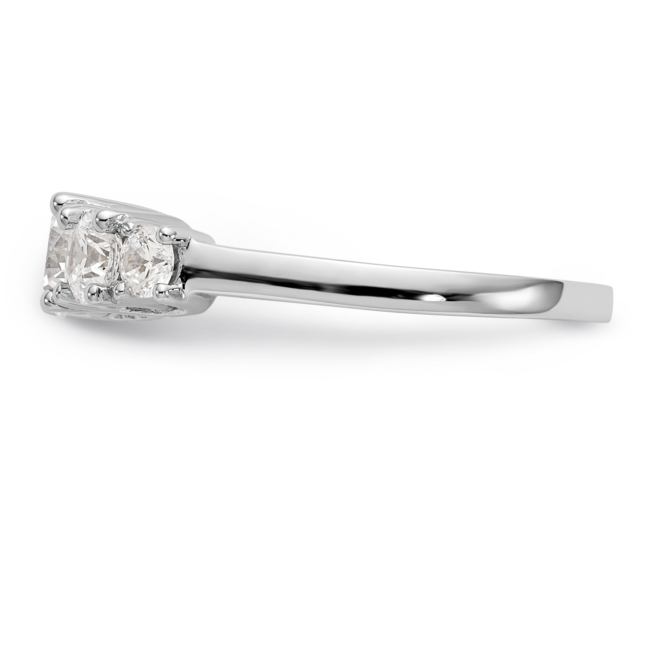 14K White Gold 5 Stone Simulated Diamond Engagement Ring