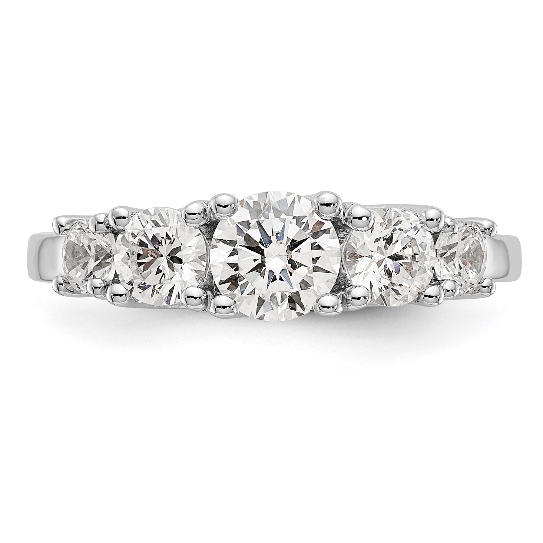 14K White Gold 5 Stone Simulated Diamond Engagement Ring