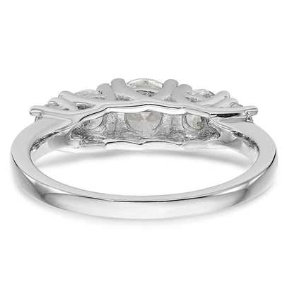 14K White Gold 5 Stone Simulated Diamond Engagement Ring