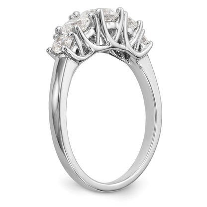 14K White Gold 5 Stone Simulated Diamond Engagement Ring