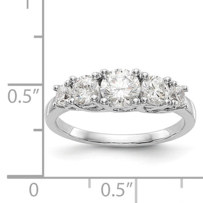 14K White Gold 5 Stone Simulated Diamond Engagement Ring