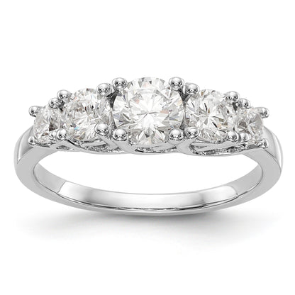 14K White Gold 5 Stone Simulated Diamond Engagement Ring