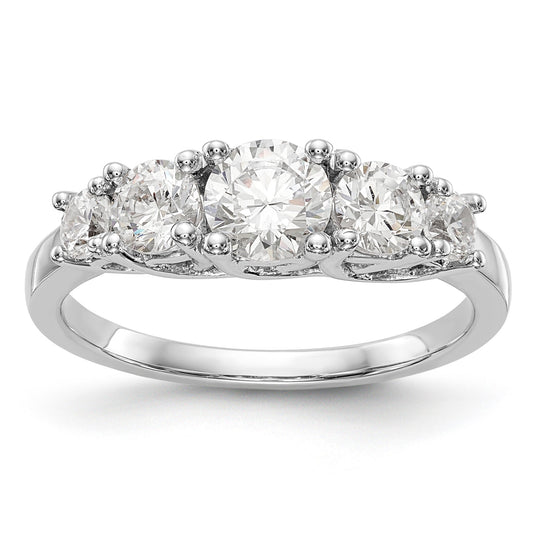 14K White Gold 5 Stone Simulated Diamond Engagement Ring