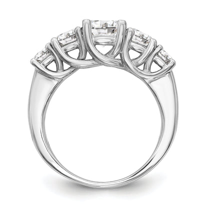 14K White Gold 5 Stone Simulated Diamond Engagement Ring