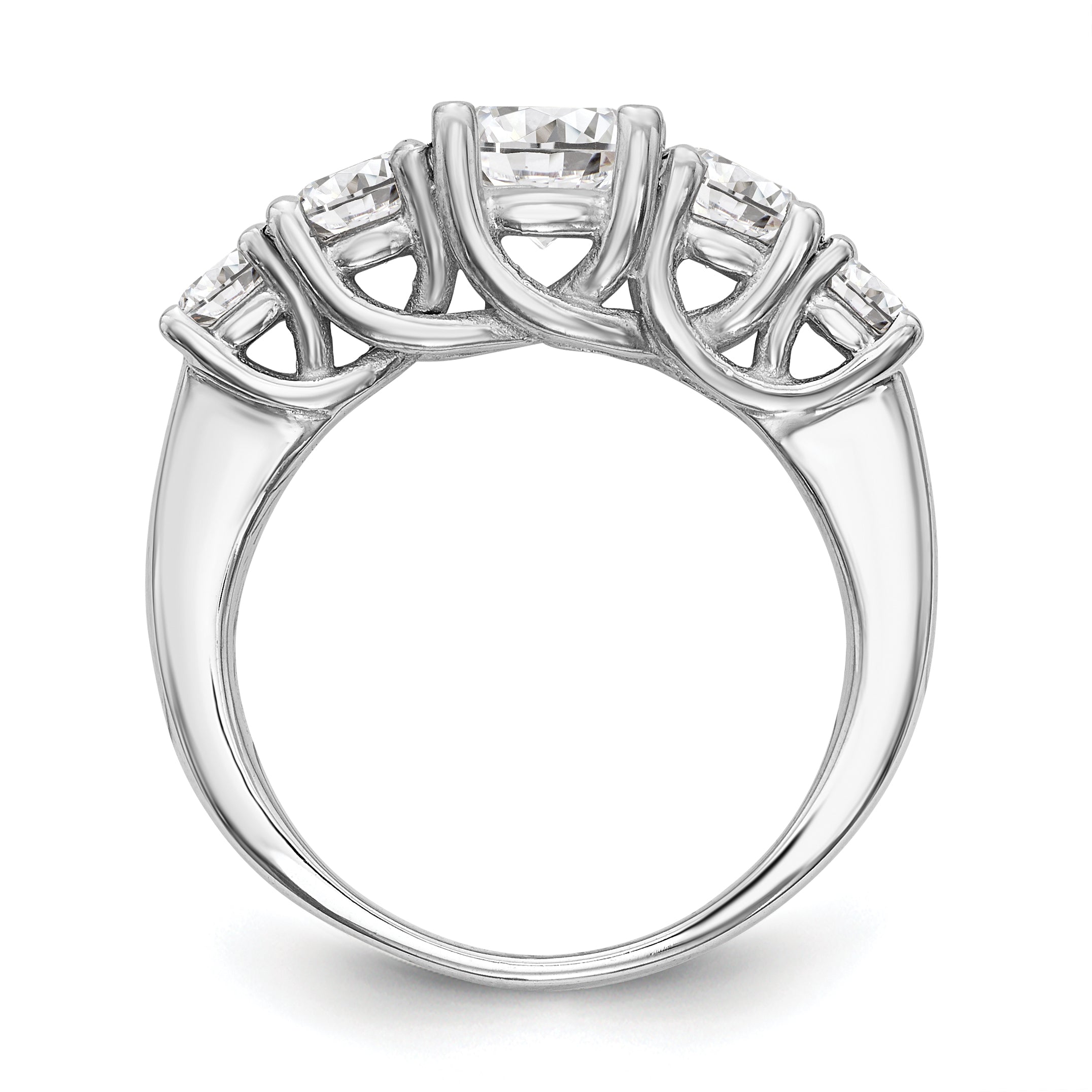 14K White Gold 5 Stone Simulated Diamond Engagement Ring