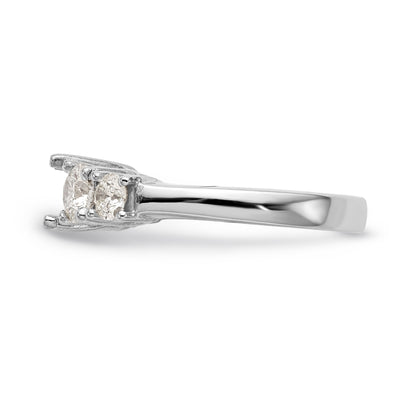 14K White Gold 5 Stone Simulated Diamond Engagement Ring