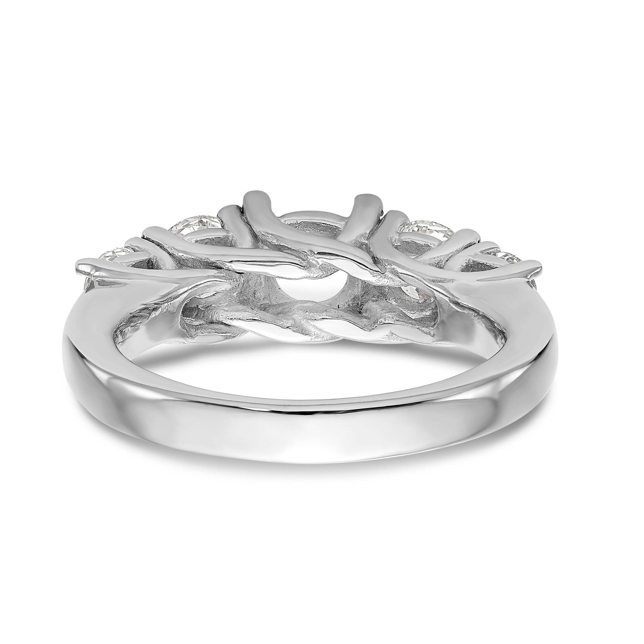 14K White Gold 5 Stone Simulated Diamond Engagement Ring