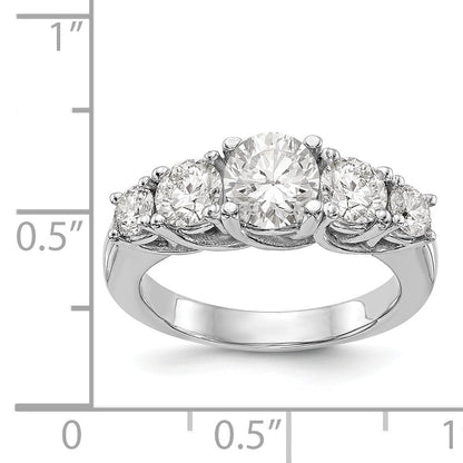 14K White Gold 5 Stone Simulated Diamond Engagement Ring