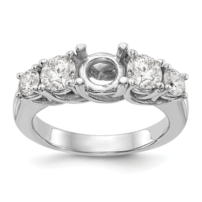 14K White Gold 5 Stone Simulated Diamond Engagement Ring