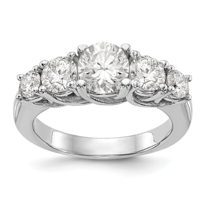 14K White Gold 5 Stone Simulated Diamond Engagement Ring