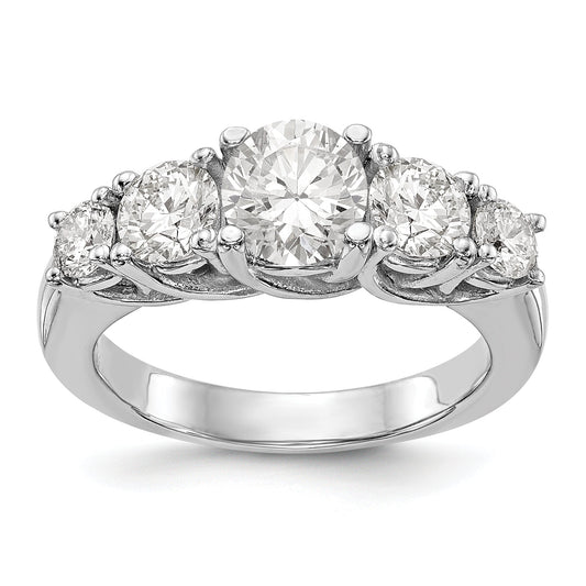 14K White Gold 5 Stone Simulated Diamond Engagement Ring