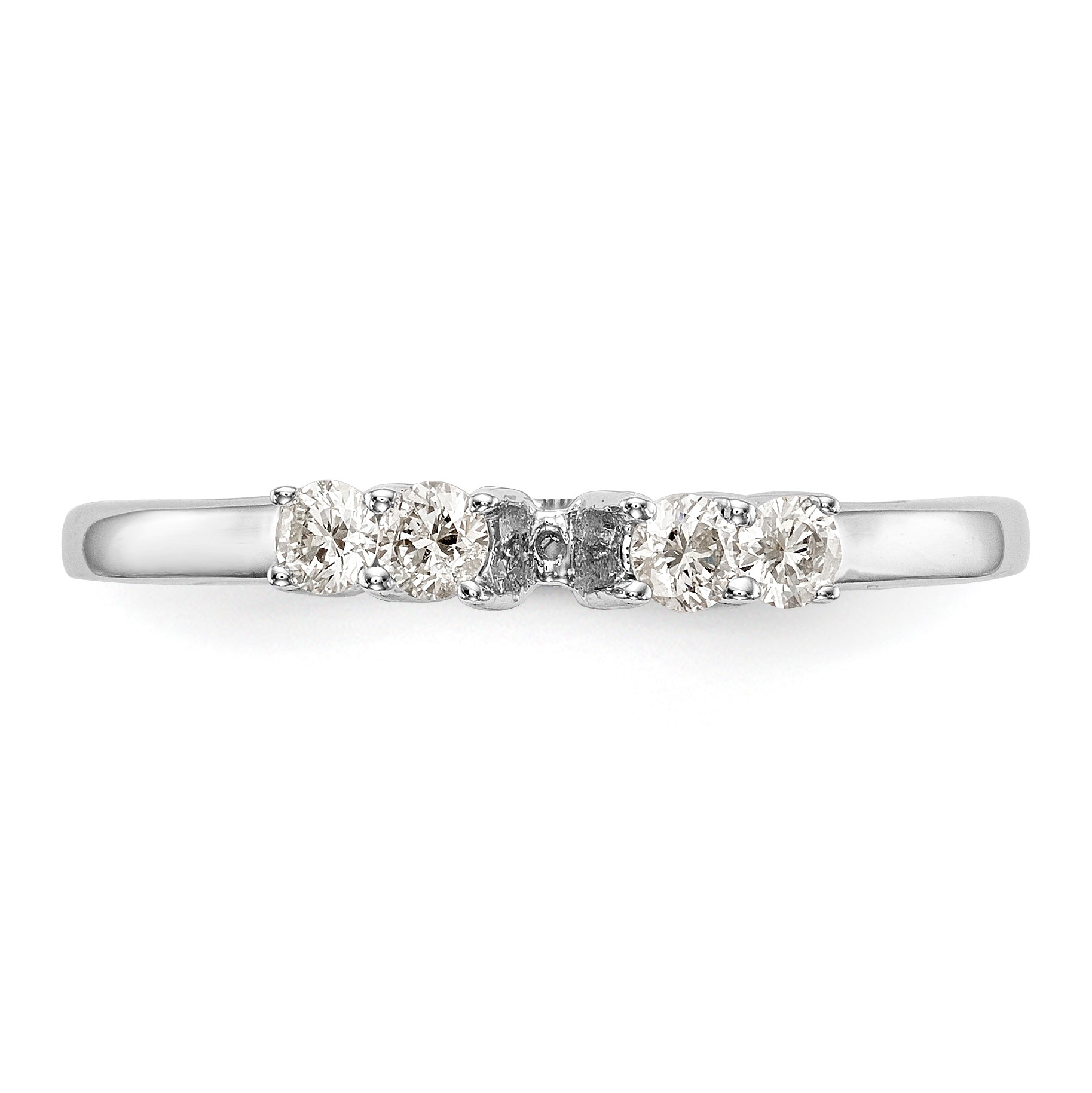 14K White Gold 5 Stone Diamond Peg Set CZ Engagement Ring