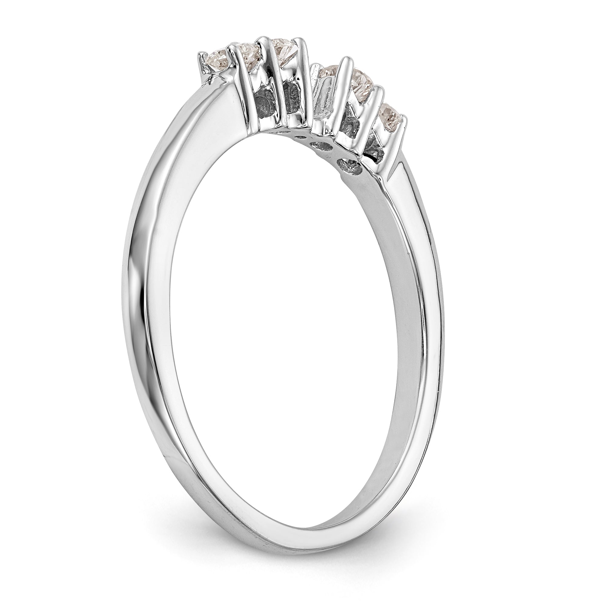 14K White Gold 5 Stone Diamond Peg Set CZ Engagement Ring
