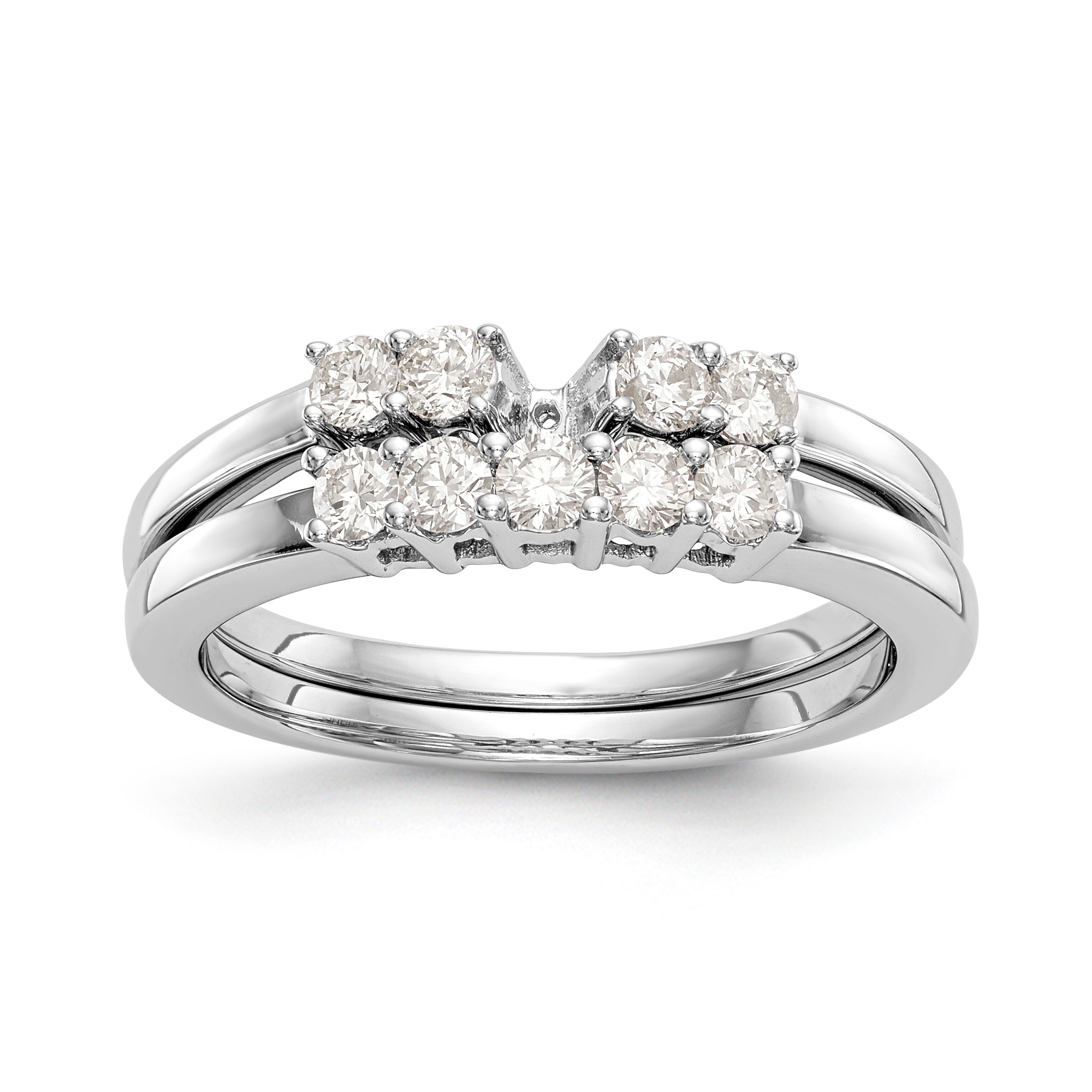 14K White Gold 5 Stone Diamond Peg Set CZ Engagement Ring