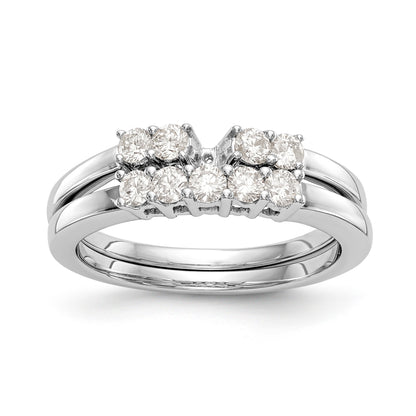14K White Gold 5 Stone Diamond Peg Set CZ Engagement Ring