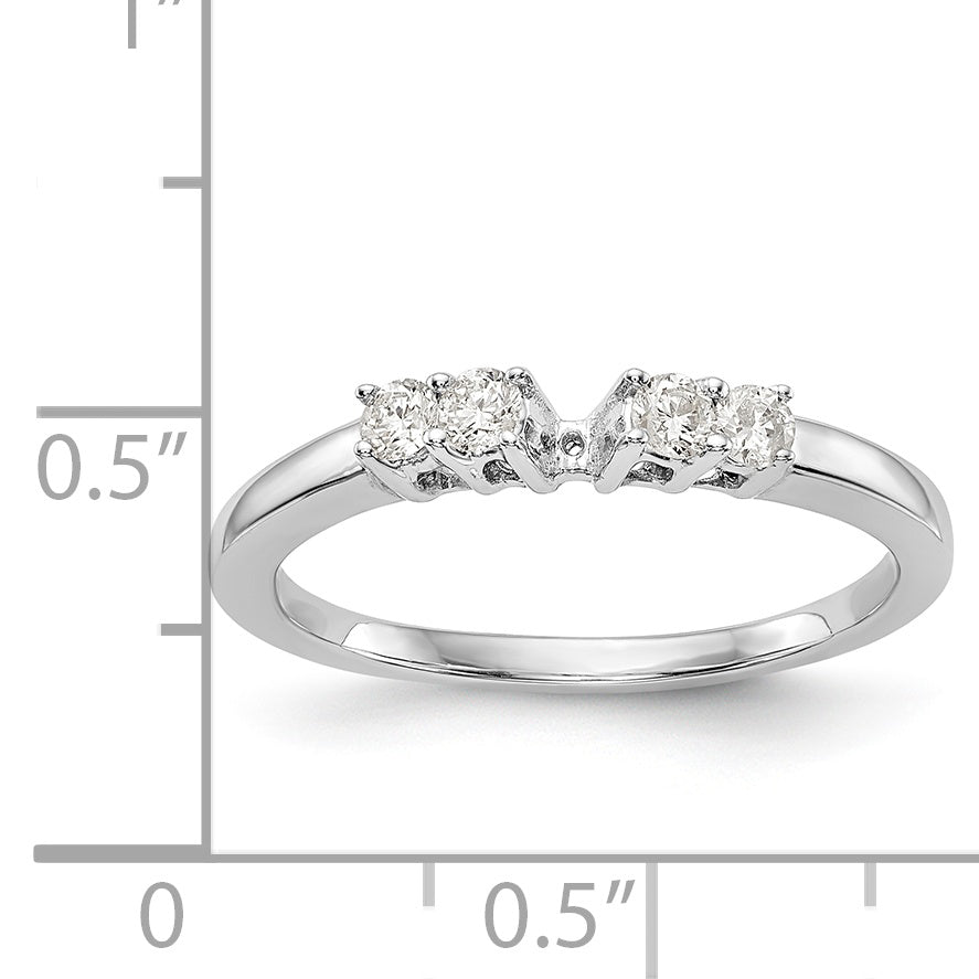 14K White Gold 5 Stone Diamond Peg Set CZ Engagement Ring