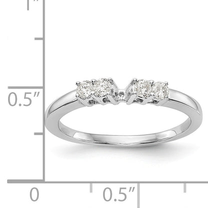 14K White Gold 5 Stone Diamond Peg Set CZ Engagement Ring