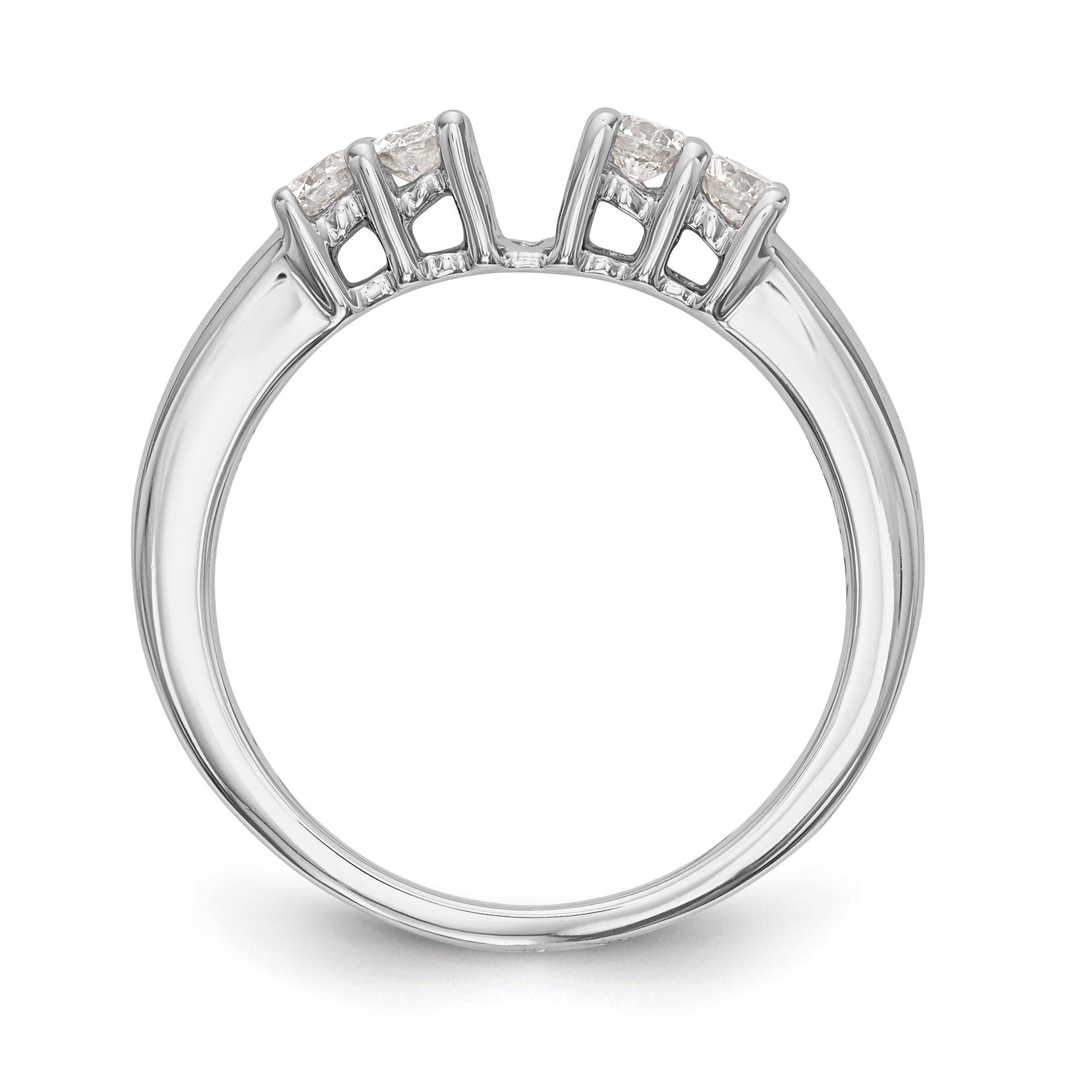 14K White Gold 5 Stone Diamond Peg Set Engagement Ring