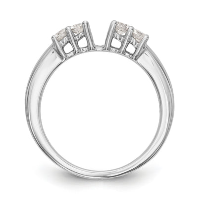 14K White Gold 5 Stone Diamond Peg Set Engagement Ring