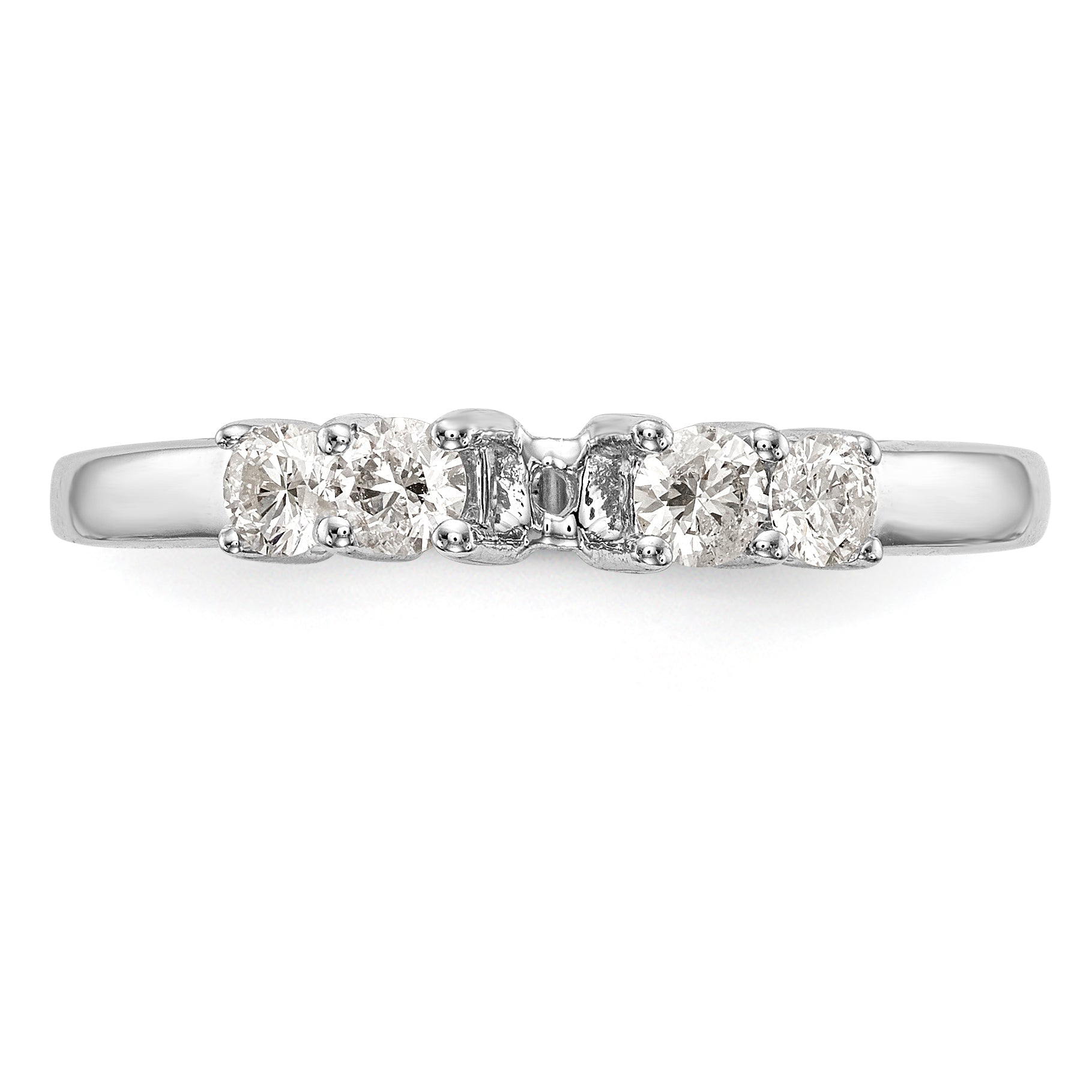 14K White Gold 5 Stone Diamond Peg Set Engagement Ring