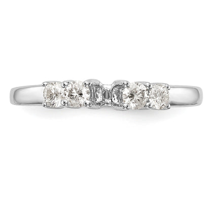 14K White Gold 5 Stone Diamond Peg Set Engagement Ring