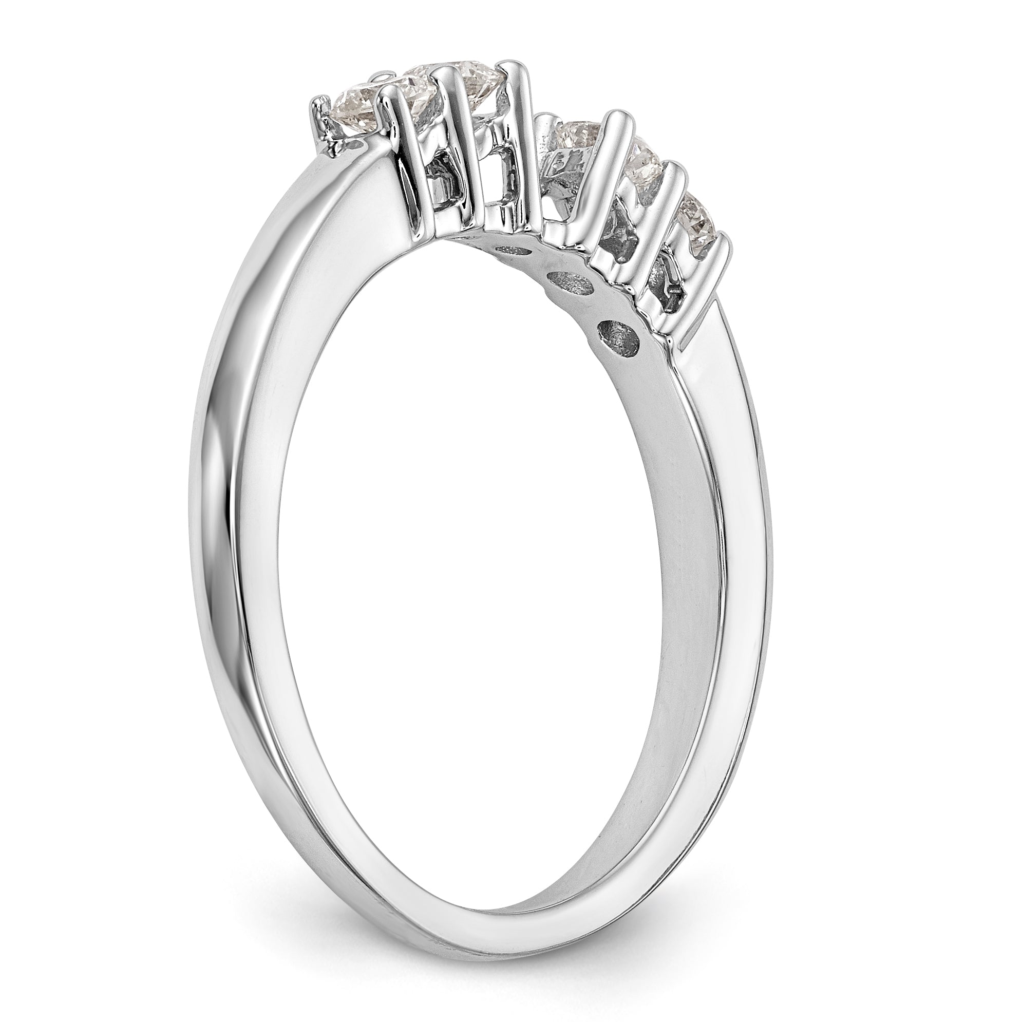 14K White Gold 5 Stone Diamond Peg Set Engagement Ring