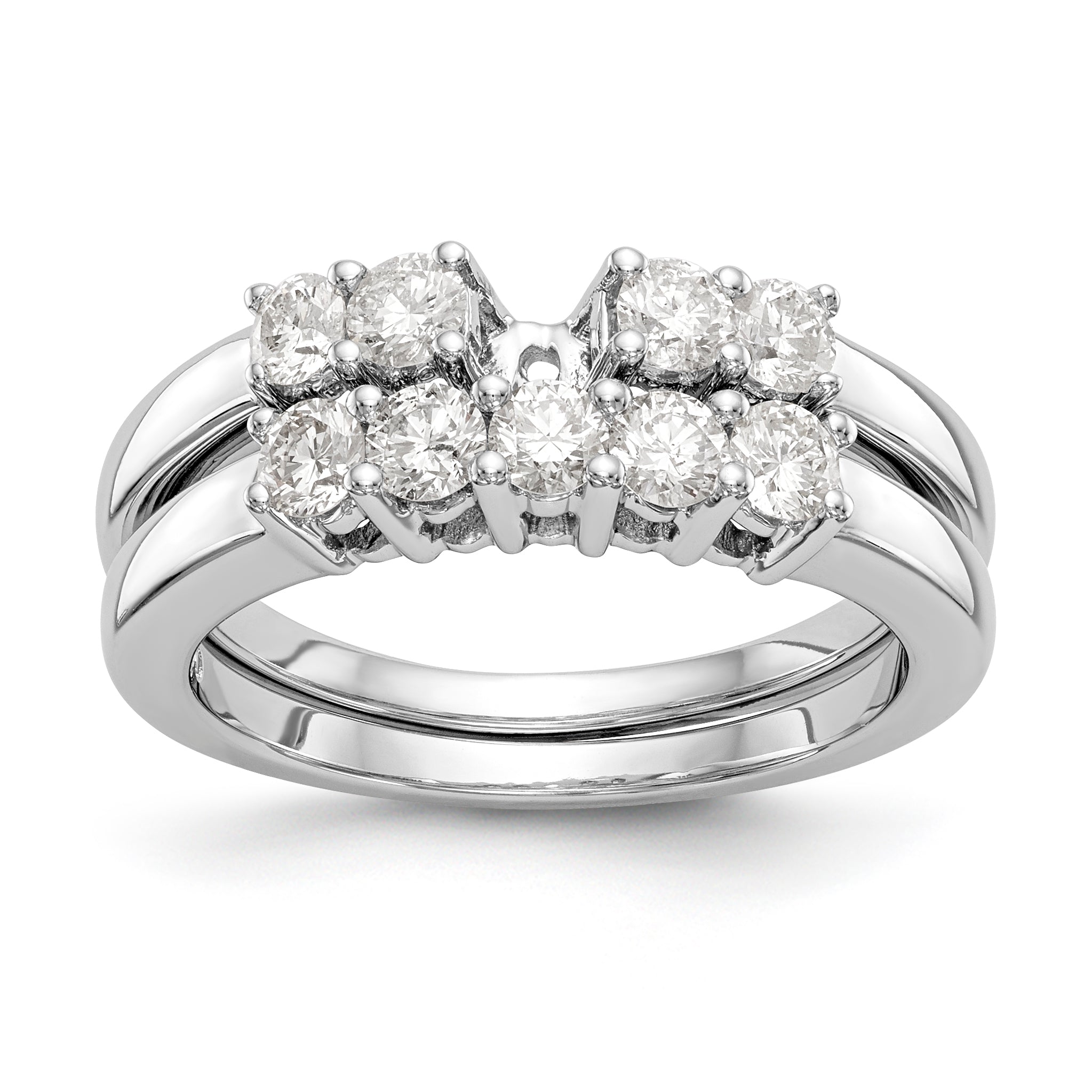 14K White Gold 5 Stone Diamond Peg Set Engagement Ring